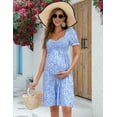 thumbnail image 5 of Maternity Dress Women's Maternity Dresses A Line Sweetheart Neck Ruffle Flowy Mini Boho Maternity Dress for Wedding Guest, 5 of 9