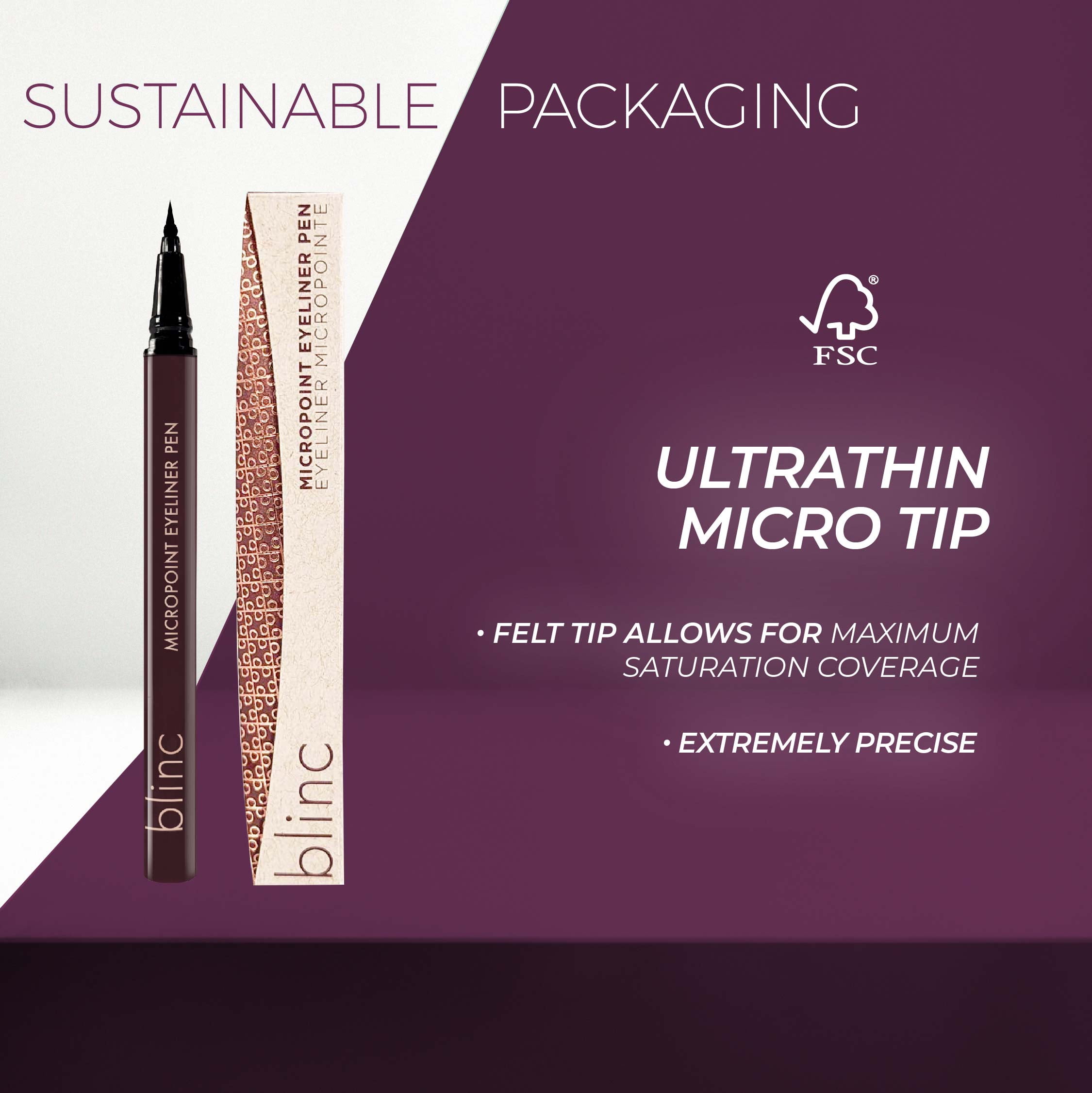 Blinc Micropoint Eyeliner Pen | Ultra-precise Felt Tip | No-Skip, Ultra-Longwearing, Highly-Pigmented, Waterproof Eye Liner  | Vegan, Gluten-Free and Cruelty-Free | 0.5mL / 0.017 Fl Oz.