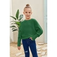 thumbnail image 3 of Girl's Oversized Crewneck  Long Sleeve Fall Sweaters Kids BatwingSlouchy Chunky Pullover Jumper  5-14 Years, 3 of 4