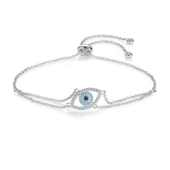 14K Gold Moissanite Evil Eye Bracelet for Women,Dainty Hollow Hamsa Pull-out Adjustable Chain Bracelet,Lucky Bracelet Jewelry Gift for Her