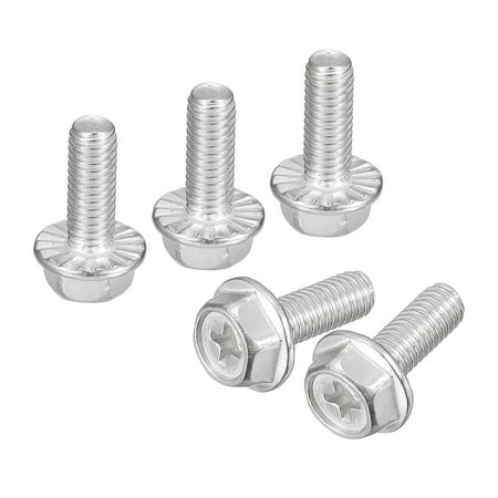 

M6x16mm Phillips Hex Head Flange Bolts 20 Pack 304 Stainless Steel Screws