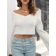 thumbnail image 4 of Suéter corto para mujer, cuello en V, manga larga, suéteres casuales, 4 of 8
