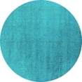 thumbnail image 1 of Ahgly Company Machine Washable Indoor Round Oriental Turquoise Blue Industrial Area Rugs, 4' Round, 1 of 4