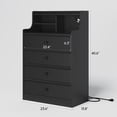 thumbnail image 4 of 4 Drawers Bedroom Dresser,Black Dresser with Power Outlets,Dresser with Drawers for Hallway,Chest of Drawers for Living Room,Tall Nightstand with Fabric Drawers & Hutch ,PU Finish, 4 of 9
