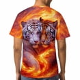 thumbnail image 5 of LAOLIUSN Men's Tiger Graphic T Shirt, Flame Animal All Over Print Crew Neck Short Sleeve Tee, 88% Polyester 12% Spandex, S-4XL, 5 of 7