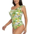 thumbnail image 2 of Gaeub Gnome and Pineapple Women's One Shoulder Ruffle Tummy Control Swimwear for Swimming Surfing Beach Party - Small, 2 of 8