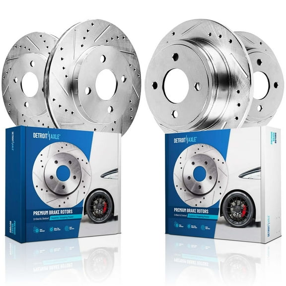 Detroit Axle - 4 Cyl Brake Rotors for 1998-2002 Honda Accord, 1998-1999 CL, Drilled and Slotted Disc Brake Rotors Front and Rear Replacement Brakes