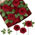 thumbnail image 1 of Timeless Beauty, Lifelike Texture Artificial Flowers, Reusable Dark Red Roses for Wedding Decor, Photography Props, Home Decor and Versatile Decor Options (25 Pieces, Tan), 1 of 5