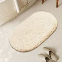 Oval Absorbent Microfiber Floor Mat for Bathroom Entryway Bedroom Non-Slip Water Absorbing Rug 23x35 Inches