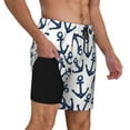 thumbnail image 3 of Gaeub Navy Blue Anchor Mens Swim Trunks Stretch Beach Shorts Quick Dry for Men Swim Shorts Swimwear with Pockets- Large, 3 of 9
