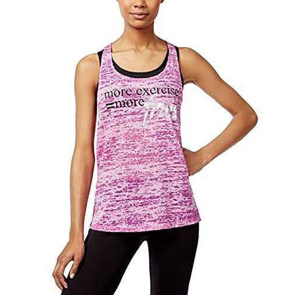 Material Girl Womens Active Juniors’ Braided-Back Graphic Tank Tops, Violet, X-Small
