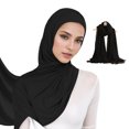 thumbnail image 1 of Sonducket Hijab de gasa elegante y modesto en varios colores, bufanda, chal, materiales, cómodo, fácil de llevar Sombreros negro, 1 of 6