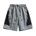 thumbnail image 2 of BADHUB Summer Savings Clearance! Drawstring Cargo Shorts for Men Color Block Elastic Waist Work Shorts Lightweight Zipper Multi Pocket Shorts Gray XXXXL, 2 of 4