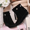 thumbnail image 4 of Fesfesfes Women Ankle Snow Boots Retro Tassels Shoes Casual Fashion Solid Color Frosted Suede Flat Inner Height Boots 39(US:7), 4 of 4