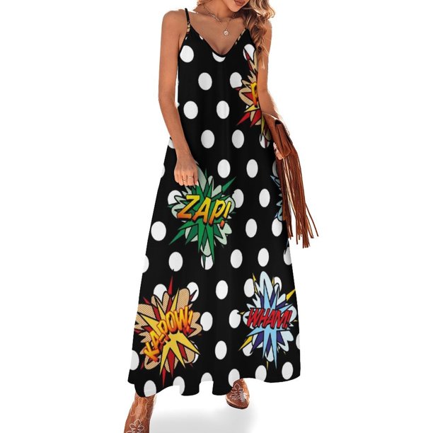 Vestido sin mangas divertido y moderno con sonidos de arte pop de cómic, vestidos de manga larga, vestidos de noche elegantes para mujer 2024, vestidos