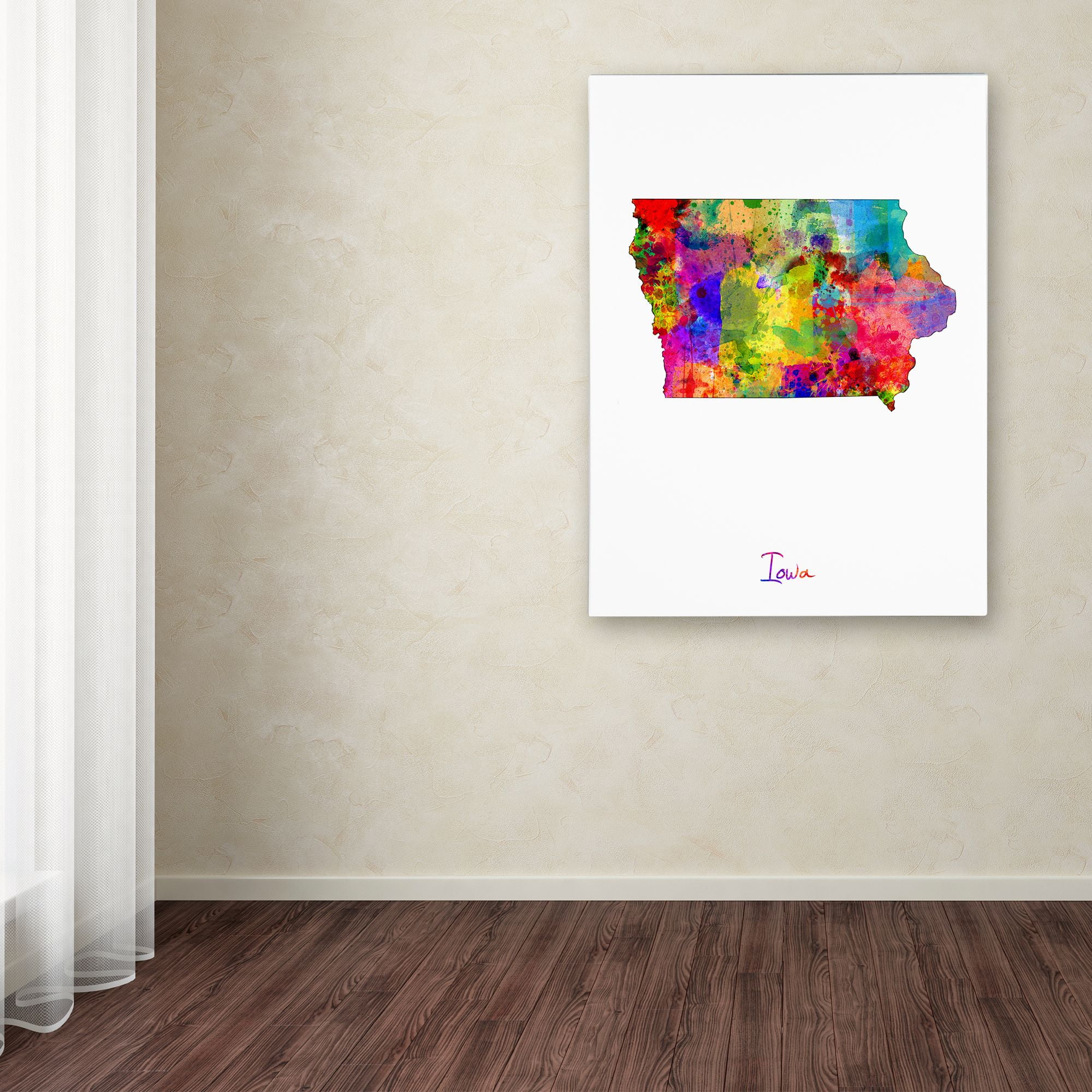Trademark Fine Art "Iowa Map" Canvas Art by Michael Tompsett