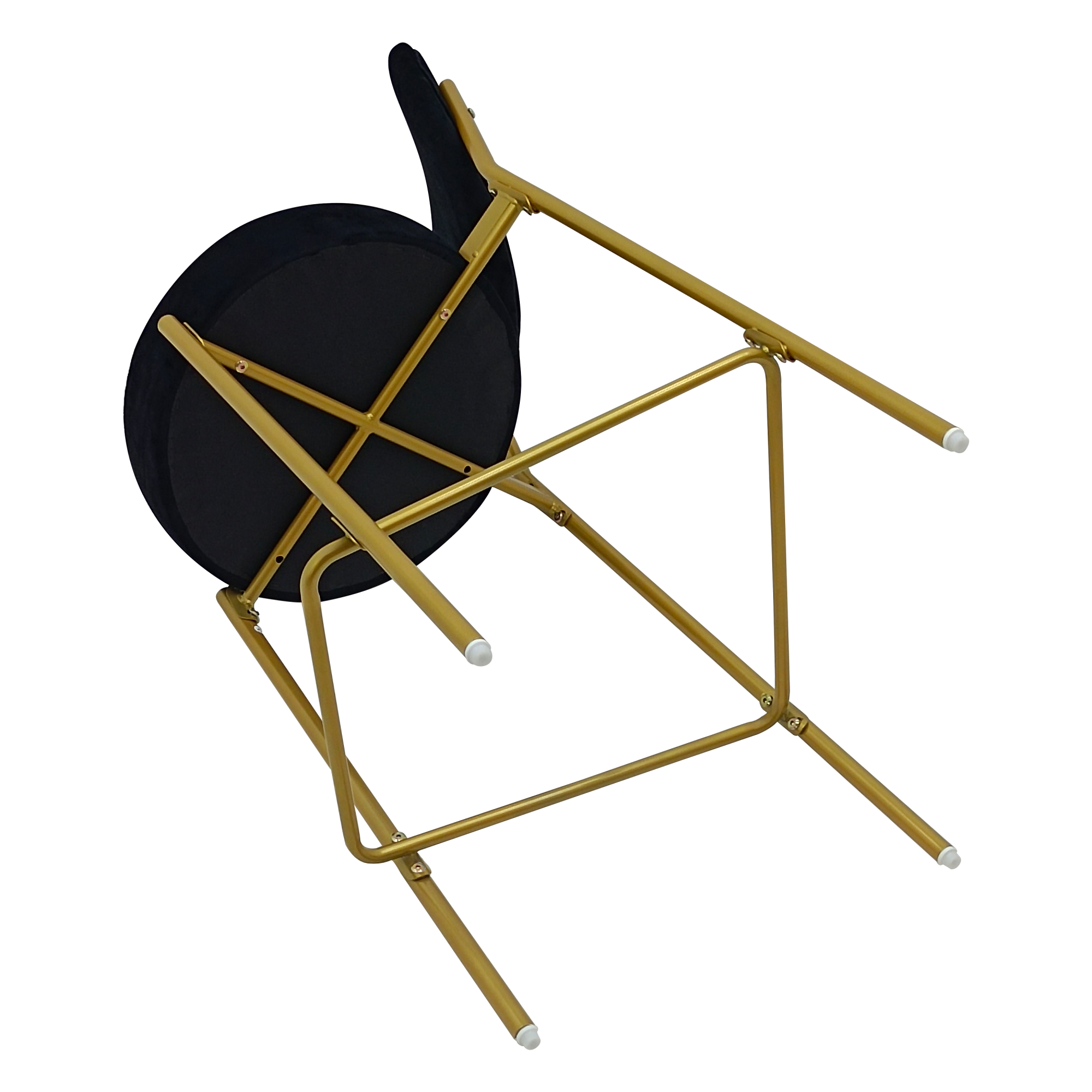 Jopath 2-Pack Modern Velvet Bar Stools with Gold Metal Legs Accent Round Counter Stools for Kitchen Island, Home Bar (Black)