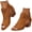 Brown, variant on Women Peep Toe Ankle Booties Sandals Chunky Heels Cutout Back Zipper Sandal Faux Suede Side Ankle Strap Dress Sandals