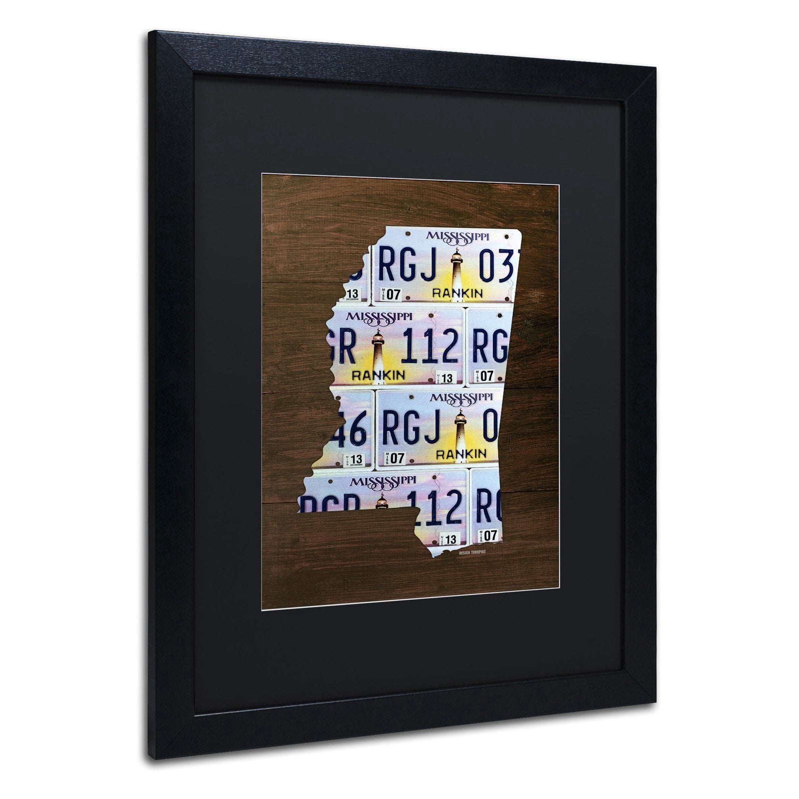 Trademark Fine Art 'Mississippi License Plate Map' Canvas Art by Design Turnpike, Black Matte, Black Frame