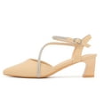 thumbnail image 2 of kkdom Womens Sandals Heels Pumps Closed Pointed Toe Block Heels Slingback Casual Chunky Heels Office Shoes Beige Size 7.5, 2 of 6