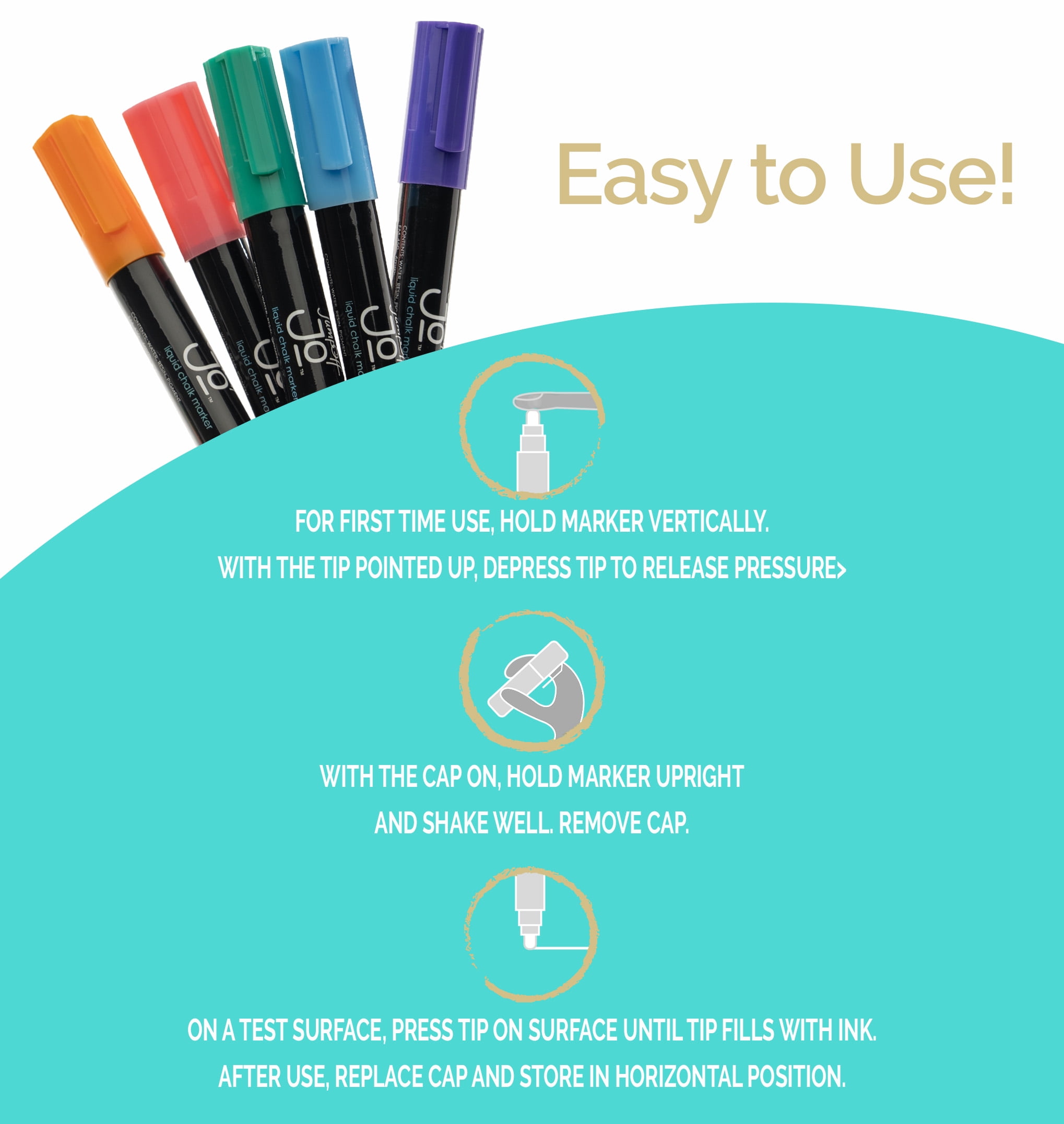 JumpOff Jo - 30 Pack of Liquid Chalk Markers - Reversible Chisel and Round Tip