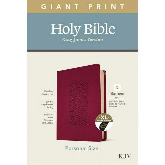 KJV Personal Size Giant Print Bible/Filament Enabled-Cranberry Diamond LeatherLike