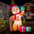 thumbnail image 2 of Peyton 8FT Inflatable Gingerbread Man with Candy Cane and Three Gift Boxes,LED Lighted Christmas Decoration Indoor and Outdoor., Green, 2 of 6