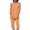 thumbnail image 2 of Swuxness Women's Camisole Pajama Two Piece Sets, Fall Short Pants Set, Women's Striped Crew Neck Soft Comfortable Breathable Pajama Set for Ladies Orange, XL, 2 of 4