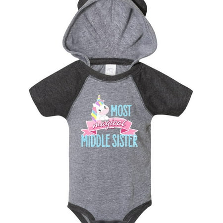 

Inktastic Most Magical Middle Sister- cute unicorn Gift Baby Girl Bodysuit
