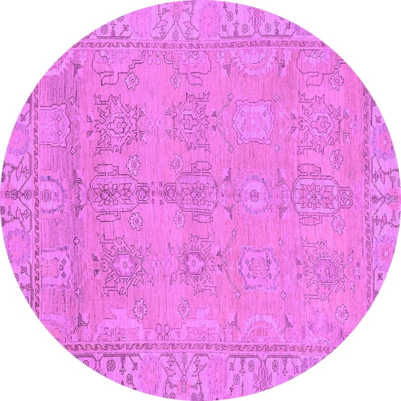 Ahgly Company Indoor Round Oriental Purple Traditional Area Rugs, 7' Round