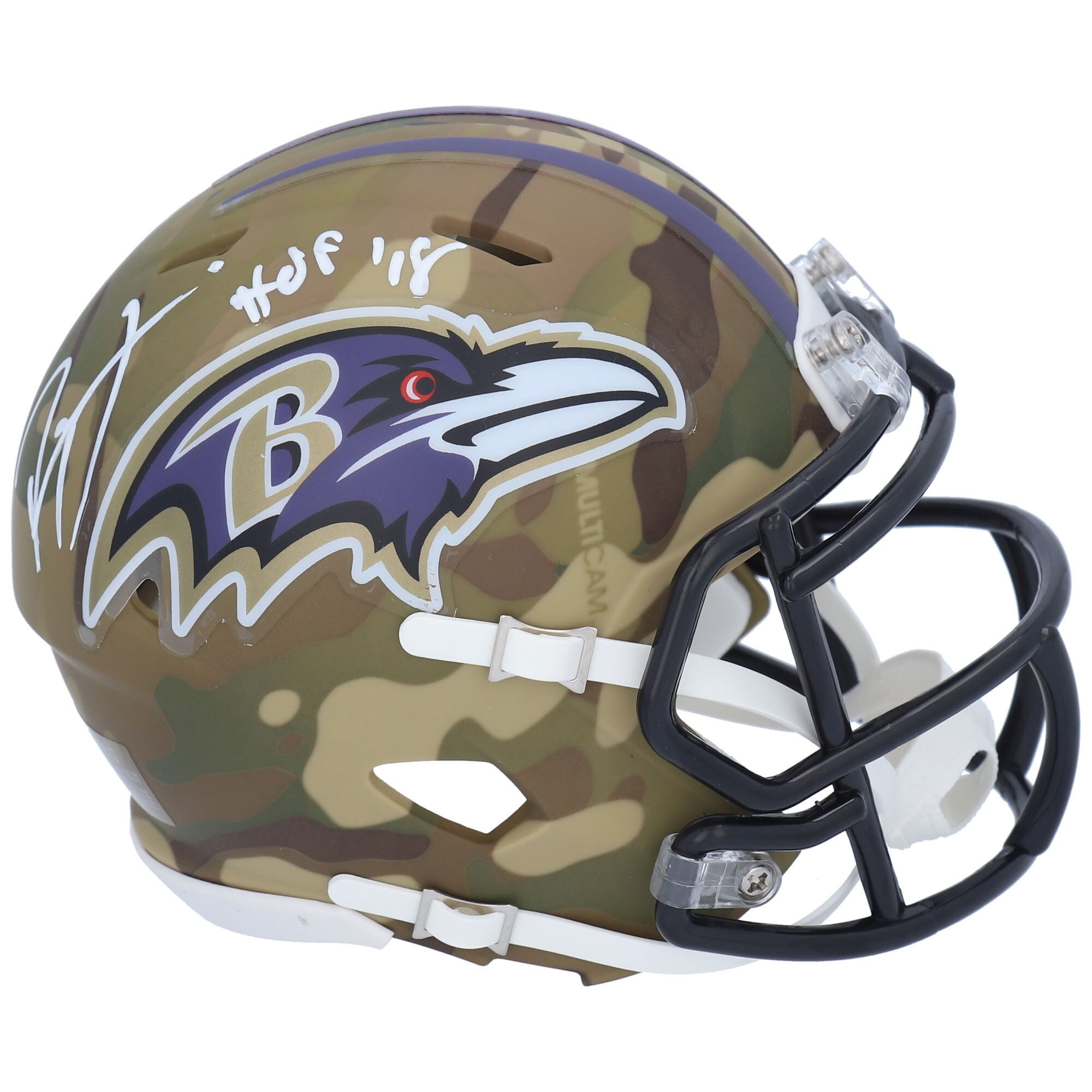 Ray Lewis Baltimore Ravens Autographed Riddell CAMO Alternate