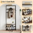 thumbnail image 3 of Towallmark 4 Tier Hall Tree Coat Rack, Entryway Shoe Bench With 10 Hooks, Metal Frame Storage Organizer, Wood Look Accent Furniture For Hallway Bathroom, 3 of 8