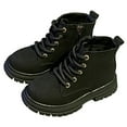 thumbnail image 3 of CAICJ98 Kids Boots Boys Girls Side Zipper Lace Up Work Boots Combat Toddler Boots Girls Black (Little Kid/Big Kid),13, 3 of 7