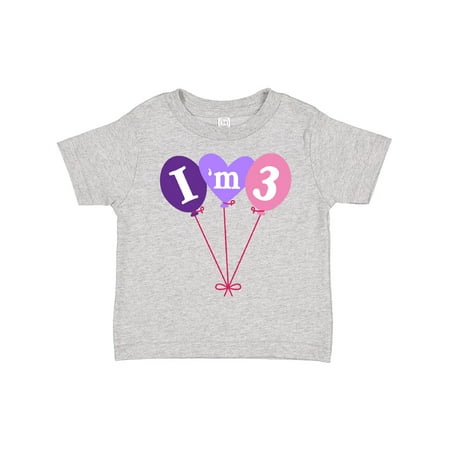 

Inktastic 3rd Birthday Balloons 3 Year Old Gift Toddler Toddler Girl T-Shirt