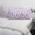 thumbnail image 3 of Spring Lavender Floral Pillow Covers, Linen Long Throw Pillow Case, Flowers Butterfly Purple Plaid Holiday Pillow Protector Decorative Cushion Cover for Living Room/Bedroom 20" x 36", 3 of 8