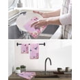 thumbnail image 5 of Pink Flower Kitchen Dish Towels for Drying Dishes Set of 3, Spring Floral Butterfly Elegant Pastoral Birds Waffle Weave Microfiber Hand Tea Bathroom Towels Quick Dry & Absorbent Towel 12x12, 5 of 7