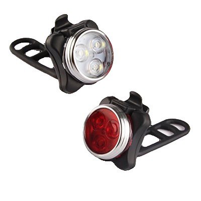 Juego de luces para bicicleta recargables por USB, faro delantero súper brillante y luz LED trasera para bicicleta, batería de litio de 650 mAh, 4 opciones de modo de luz (2 cables USB y 2 correas in JAMW Sencillez