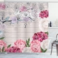 thumbnail image 1 of French Vintage Flower Rustic Peonies Sparrow Art Nouveau Painting Shower Curtain, 1 of 3