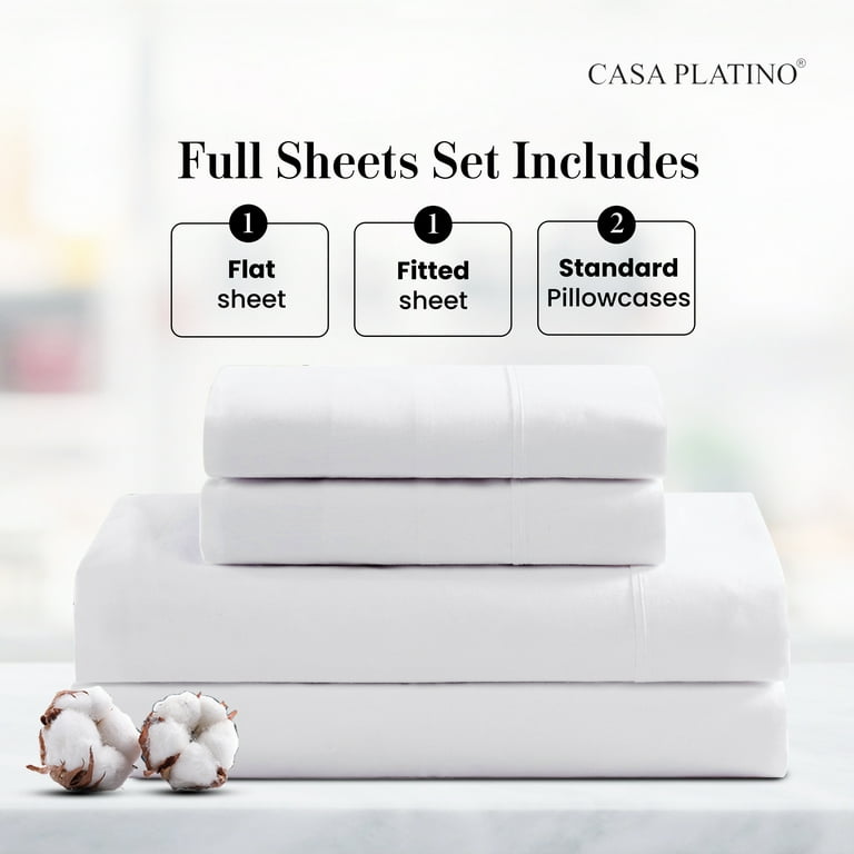 Casa Platino 100% Cotton Percale Sheet Set, Full photo 2