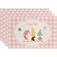 thumbnail image 1 of SPXUBZ Easter Placemats, Pink and White Buffalo Plaid Easter Gnome Egg 18x12 Inch Placemats for Family Table Holiday Decorating Placemats Set of 4, 1 of 4