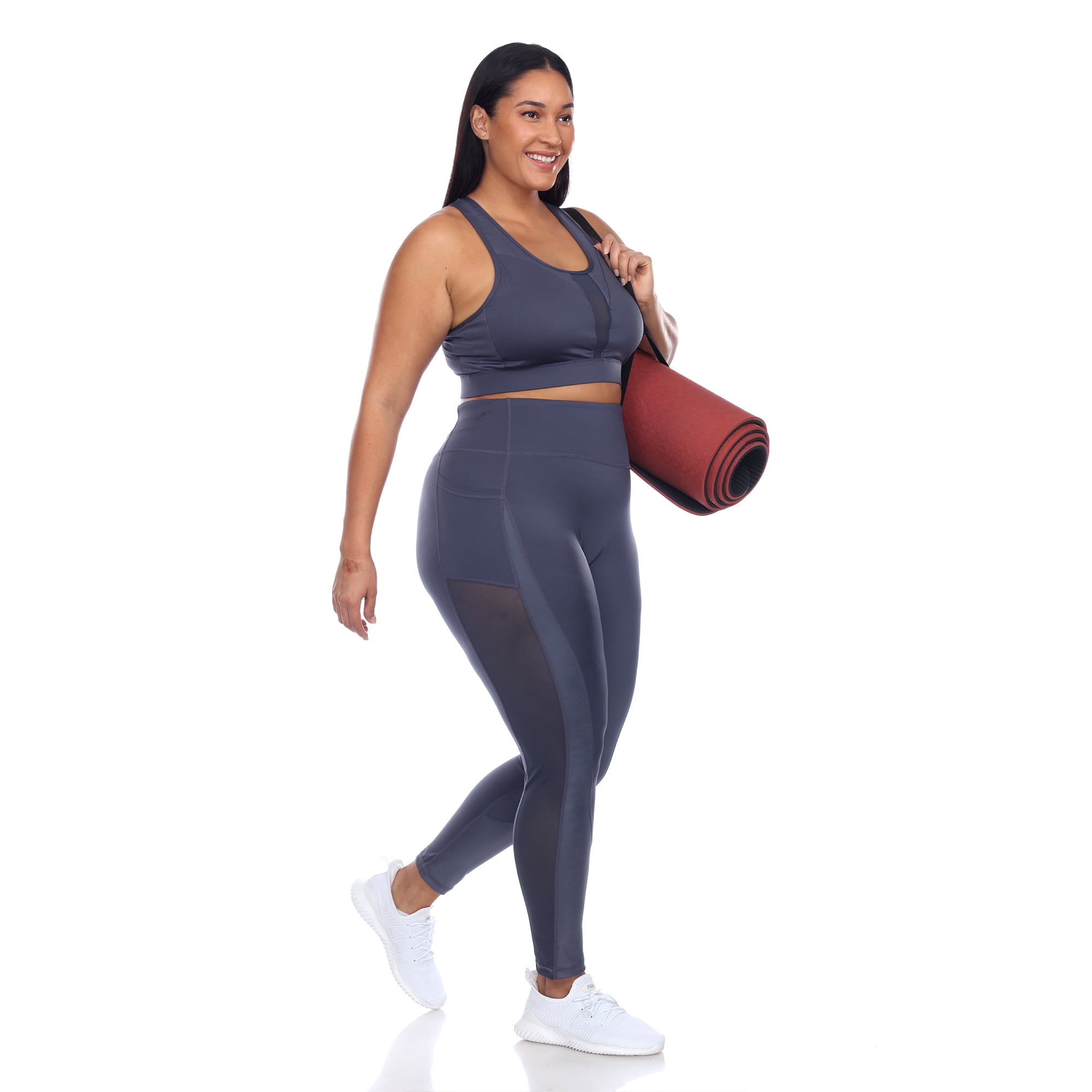 White Mark Women's Plus Size Racer Back Nylon Spandex Sports Bra