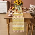 thumbnail image 2 of Yellow Khaki Boho Table Runner - 60 Inch Long Vintage Ethnic Tribe Abstract Art Cotton and Linen Blended Dress Scarves Farmhouse Table Runner for Kitchen Dining, Coffee Table, 13" x 60", 2 of 8