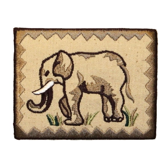 ID 0757 Elephant Portrait Patch Zoo Badge Scene Embroidered Iron On Applique