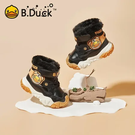 

B.Duck Baby Winter Snow Boots Cartoon Pattern Fleece Warm Non-slip Girls And Boys Sport Shoes
