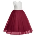 thumbnail image 2 of IBTOM CASTLE Flower Girl Dress Princess Sleeveless Floral Embroidered Kids Summer Wedding Pageant Birthday Party Tutu Tulle Dress 7-8 Years Wine Red, 2 of 4