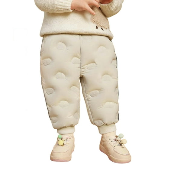 Byoo Toddler Boys Down Pants Cozy Solid Color Padded Elastic Waist Puffer Joggers Outdoor Winter Soft Casual Trousers