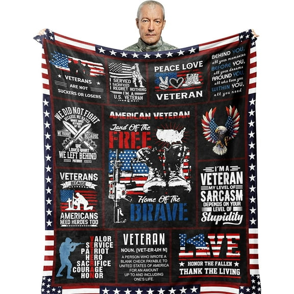 Veteran Gifts,Veteran Fathers Gift,Vietnam Veteran Gifts,Veteran Gifts for Men,Hard Head Veterans,Gifts for Veterans,Navy/Army/Air Force Veteran Gifts,Proud Patriotic Veterans Blanket 60”x50”