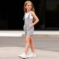 thumbnail image 5 of Gray Boy Girl Girls Cute Overall Straight Leg Plain Overalls Shortalls Shorts One Piece for Girls Faux Linen Lounge Summer Fall Bib Pants Shortalls 2026 Clothes Trendy 9 Years, 5 of 8