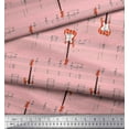 thumbnail image 3 of Soimoi Pink Georgette Viscose Fabric Notes & Guitar Musical Instrument Printed Fabric 1 Yard 42 Inch Wide, 3 of 3
