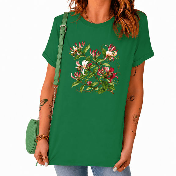 UNISHE Women's Aesthetic Botanical Graphic Tee - Vintage Floral Print Short Sleeve Crewneck T-Shirt Casual Summer Top